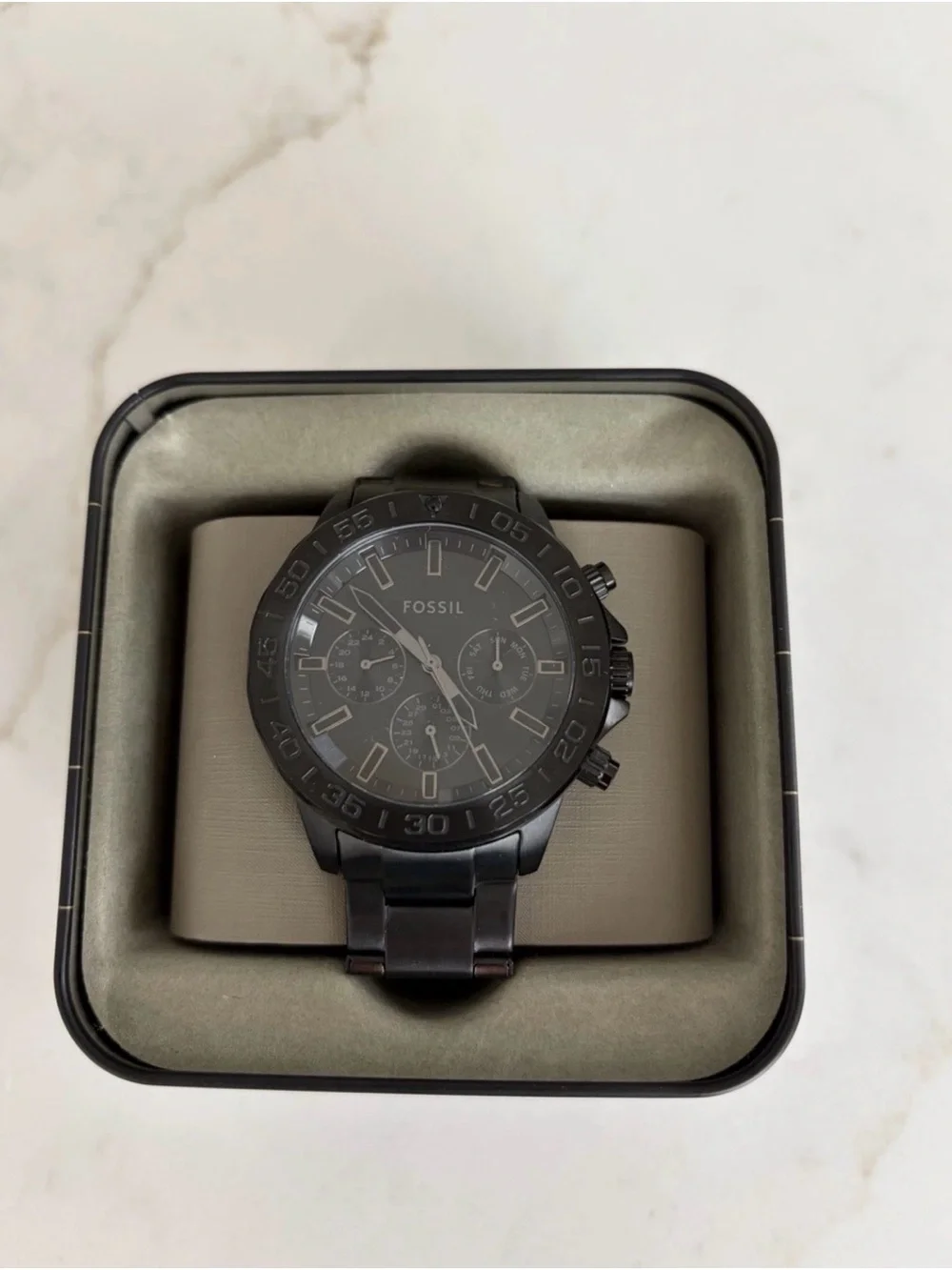 Fossil Black Men's Stainless Steel Chronograph Watch